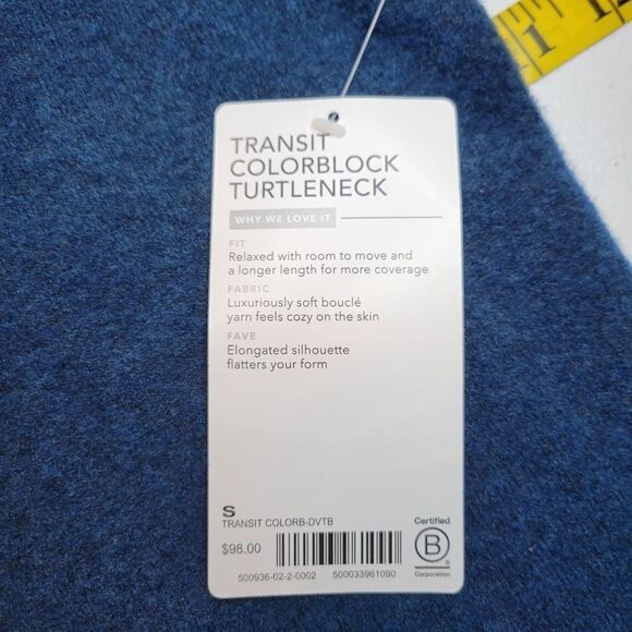 Athleta Transit Colorblock Turtleneck Sweater Merino Wool Black Blue NWT - Picture 6 of 11